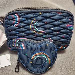 Lug NWT Rainbow Navy Coupe & Matching heart pouch